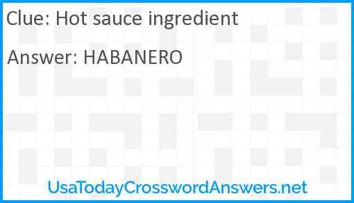 Hot sauce ingredient Answer