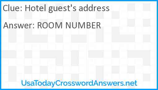 Hotel guest's address Answer