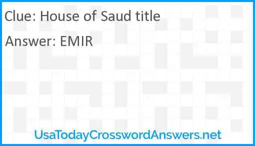 House of Saud title Answer