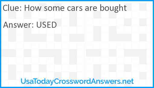 How some cars are bought Answer