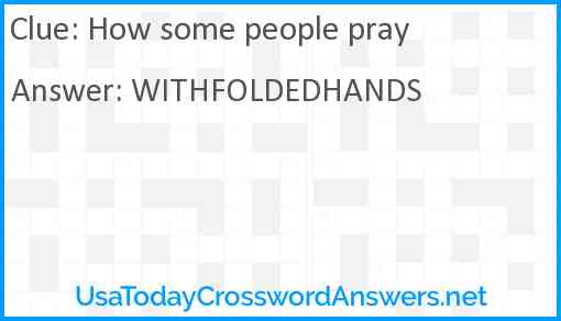How some people pray Answer
