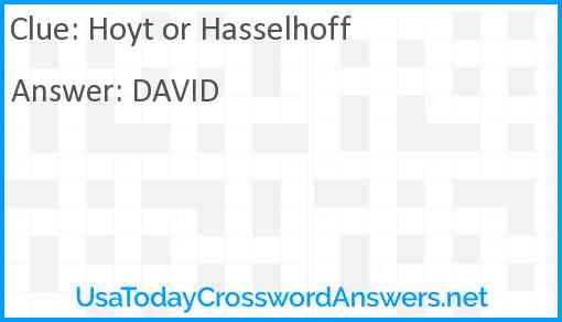 Hoyt or Hasselhoff Answer