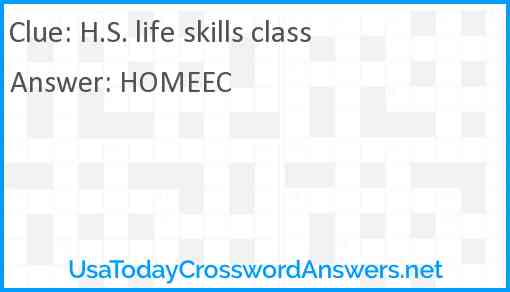 H.S. life skills class Answer