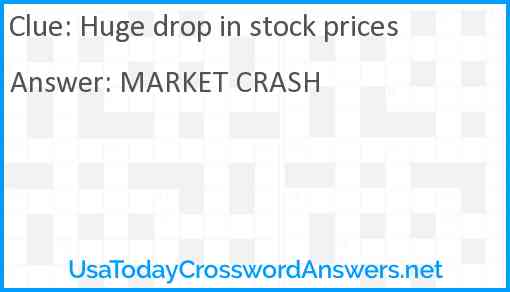 Huge drop in stock prices Answer