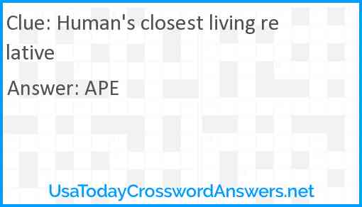 Human's closest living relative Answer