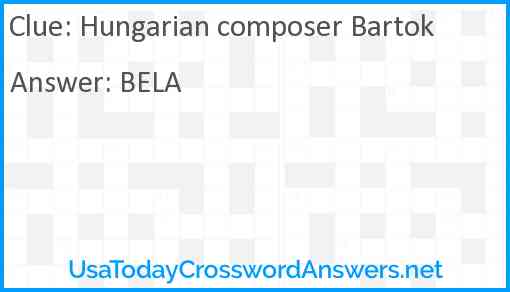 Hungarian composer Bartok Answer