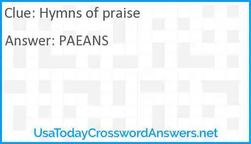 Hymns of praise Answer