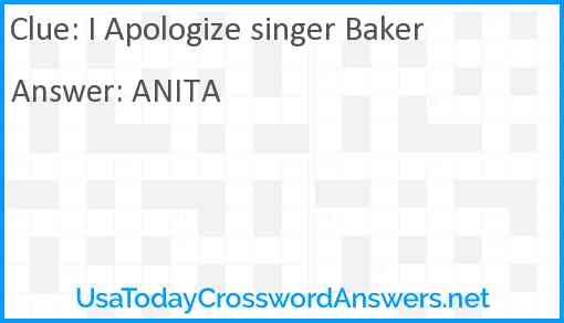 I Apologize singer Baker Answer