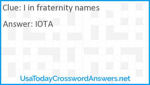 I in fraternity names Answer