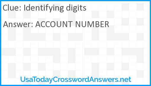 Identifying digits Answer
