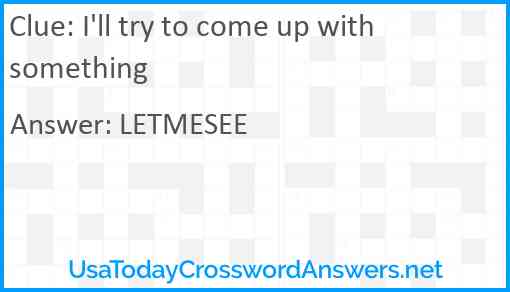 I'll try to come up with something Answer