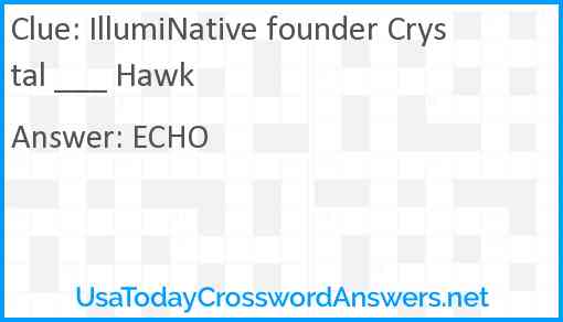 IllumiNative founder Crystal ___ Hawk Answer