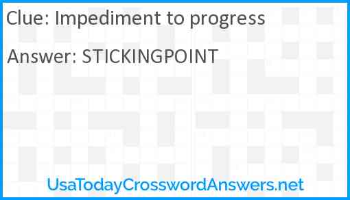 Impediment to progress Answer