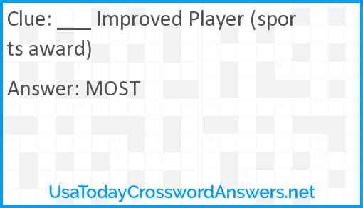 ___ Improved Player (sports award) Answer