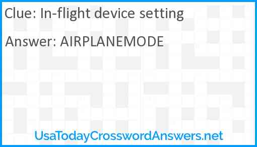In-flight device setting Answer
