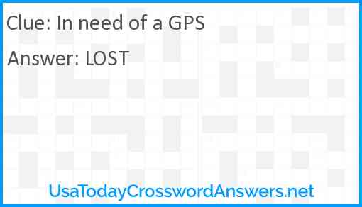 In need of a GPS Answer