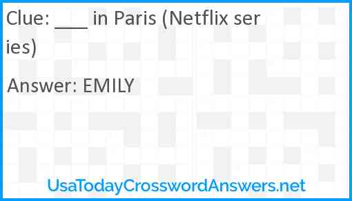 ___ in Paris (Netflix series) Answer