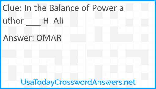 In the Balance of Power author ___ H. Ali Answer