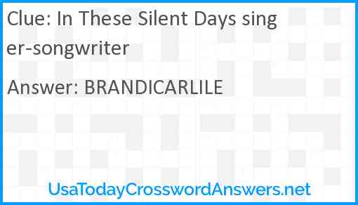In These Silent Days singer-songwriter Answer
