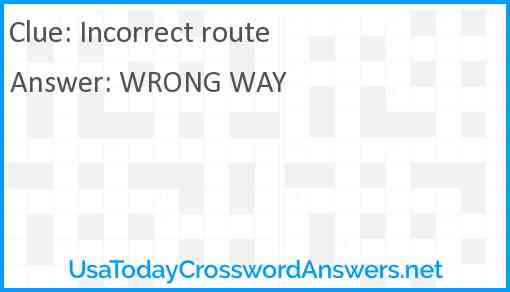 Incorrect route Answer