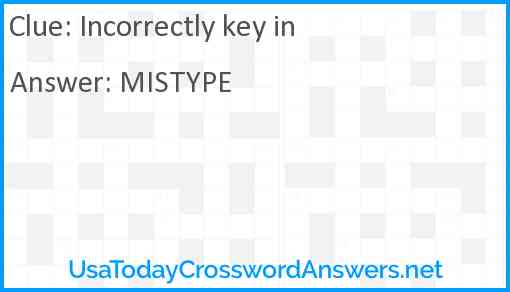 Incorrectly key in Answer