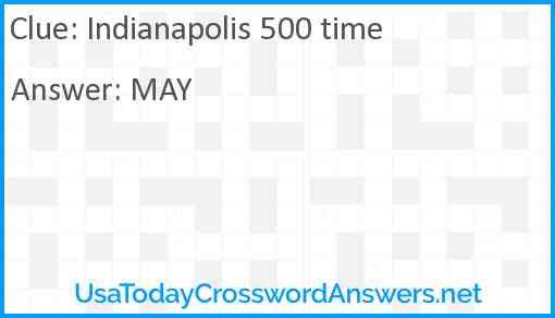 Indianapolis 500 time Answer