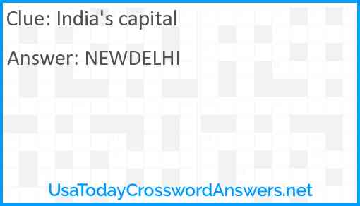 India's capital Answer