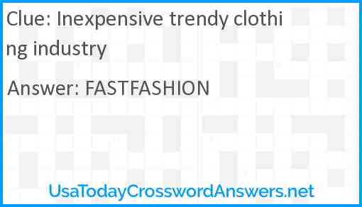 Inexpensive trendy clothing industry Answer