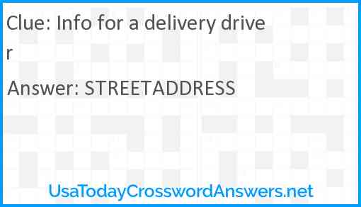 Info for a delivery driver Answer