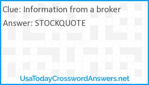 Information from a broker Answer