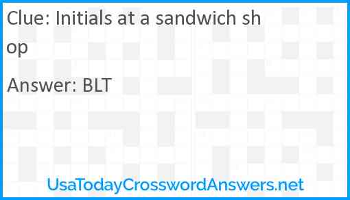 Initials at a sandwich shop Answer