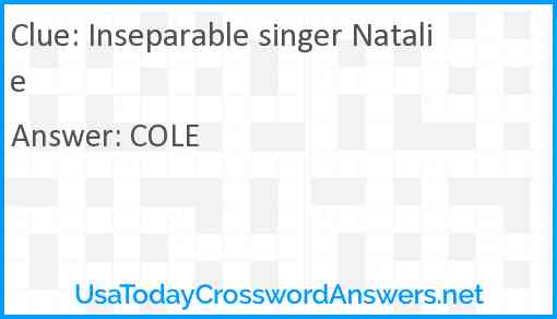 Inseparable singer Natalie Answer