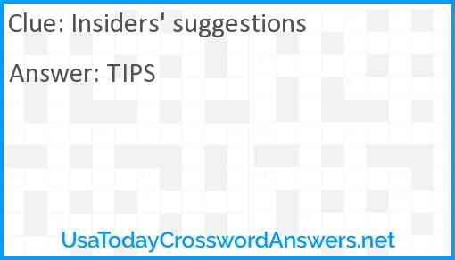 Insiders' suggestions Answer