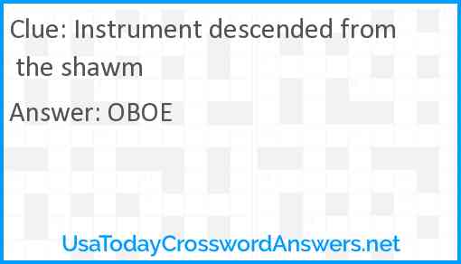 Instrument descended from the shawm Answer