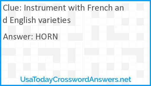 Instrument with French and English varieties Answer