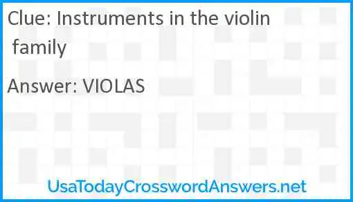 Instruments in the violin family Answer