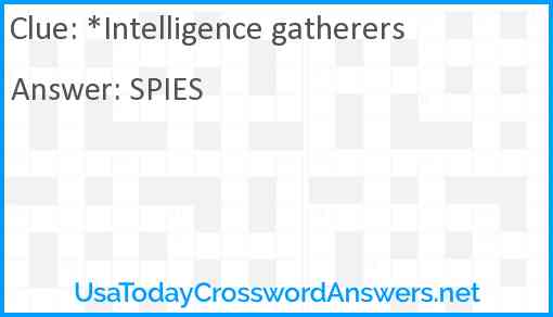 *Intelligence gatherers Answer