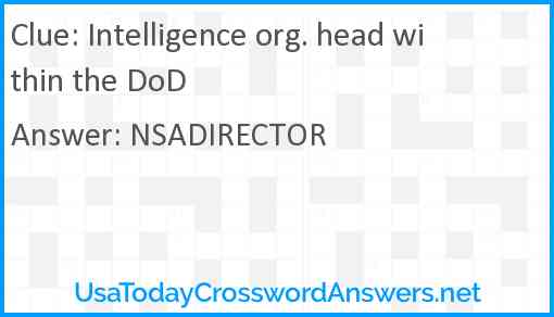 Intelligence org. head within the DoD Answer
