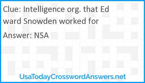 Intelligence org. that Edward Snowden worked for Answer