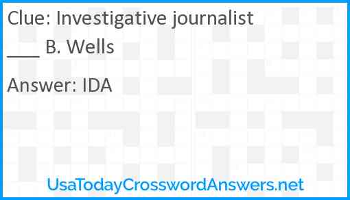 Investigative journalist ___ B. Wells Answer