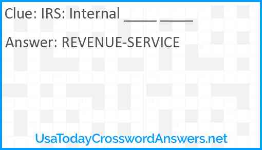 IRS: Internal ____ ____ Answer