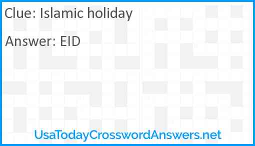 Islamic holiday Answer