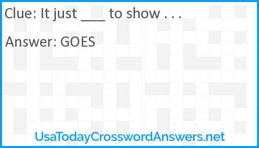 It just ___ to show . . . Answer