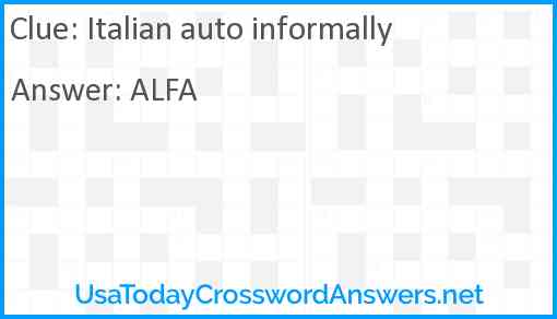 Italian auto informally Answer