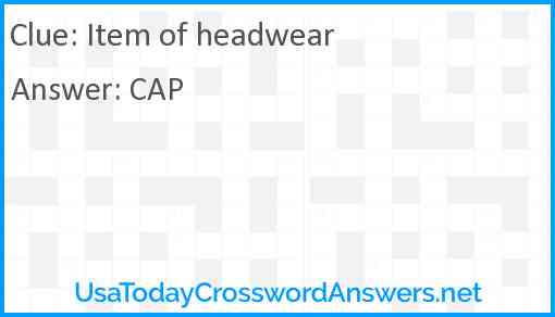Item of headwear Answer