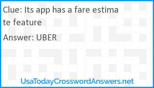 Its app has a fare estimate feature Answer
