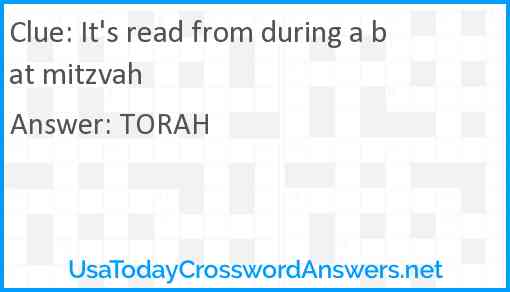 It's read from during a bat mitzvah Answer