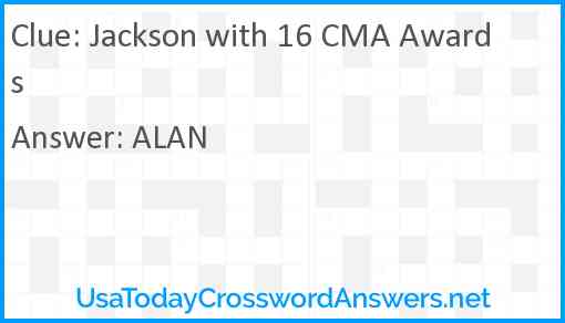 Jackson with 16 CMA Awards Answer