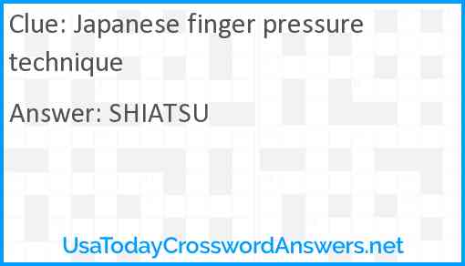 Japanese finger pressure technique Answer