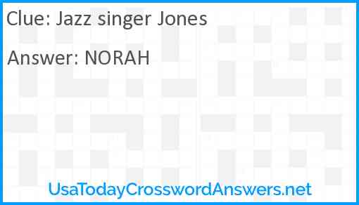 Jazz singer Jones Answer